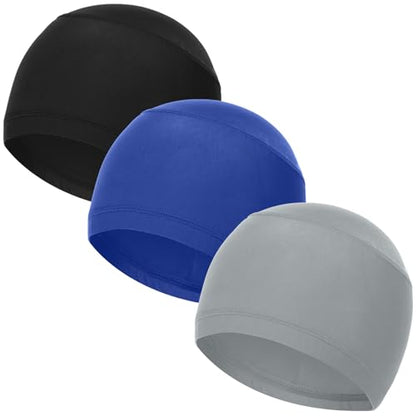Cooling Skull Caps Helmet Liner Hard Hat Sweat Liner Motorcycle Cycling Cap - color: 3pcs (Black+light Gray+blue)