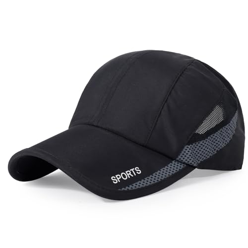 HH HOFNEN Quick Dry Cap Lightweight Running Sports Golf Hat for Men Women - color: #3 Black