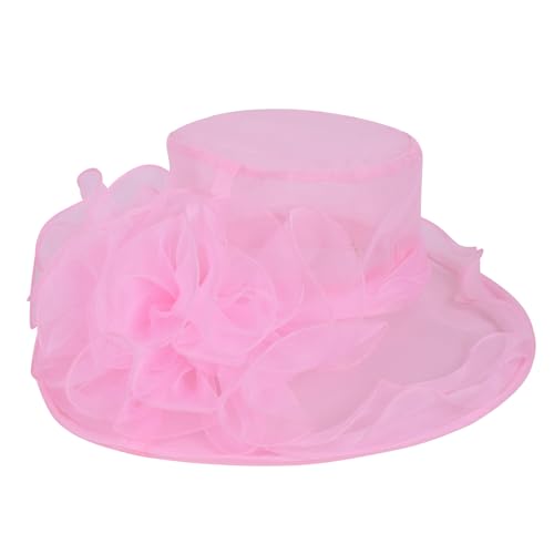Derby Hats for Women 2025 Equestrian Derby Tea Party Fascinators Wide Brim - color: Pink