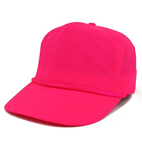Armycrew 5 Panel Neon Color Nylon Crinkle Cap with Rope Band - color: Neon Pink