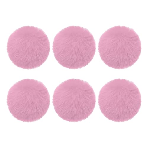 PATIKIL Faux Fur Pom Poms for Hats, 6 Pcs Fluffy Soft Fur Poms Balls with Elastic Loop for Keychain Knitting Hats DIY Scarves Gloves Bag Christmas, Dark Pink - color: Dark Pink