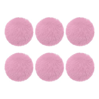 PATIKIL Faux Fur Pom Poms for Hats, 6 Pcs Fluffy Soft Fur Poms Balls with Elastic Loop for Keychain Knitting Hats DIY Scarves Gloves Bag Christmas, Dark Pink - color: Dark Pink