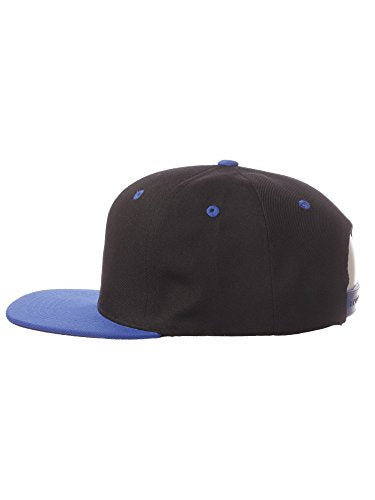 Original Team Coach Snapback Hat Classic Layered Arched Letters Flat Bill Cap - color: Black Royal Hat White Gold Letters
