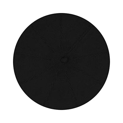 Gllutt Beret Hat French Style Stretchy Knitting Solid Color Both Side Usable - color: Black