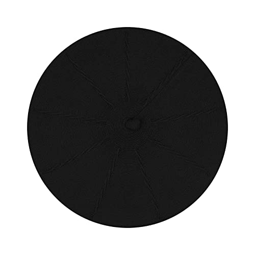 Gllutt Beret Hat French Style Stretchy Knitting Solid Color Both Side Usable - color: Black