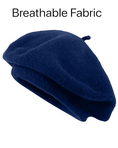 Parquet Solid Color French Beret Hat. Classic French, Casual and Chic Lightweight Cap for Women - color: Navy