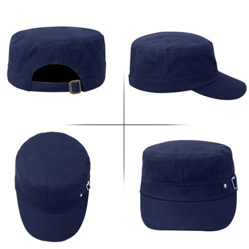 Army Cadet Cap for Men Women Military Flat Top Cap Baseball Caps - color: Navy Blue