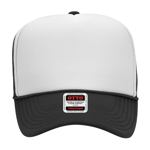 BROTHER TRUCKERS The World's Greatest Polyester Trucker Hat Blank in 73+ Colors - Wholesale Snapback Hat - color: Blk/Wht/Blk