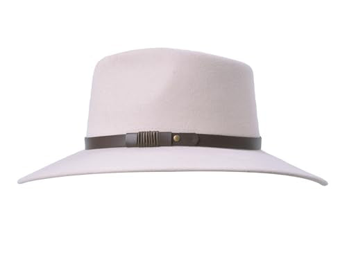 Bigalli Australian Wool Felt Hat - Outdoor Fedora Style - Crushable Water - Resistant UV Protection - color: Cream, size: Large