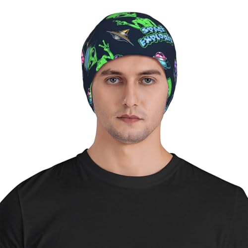 Beanie Hat for Men Women Slouchy Beanie Skull Sleep Cap Soft Lightweight Chemo Hat Stretch Cancer Headwear - color: Alien