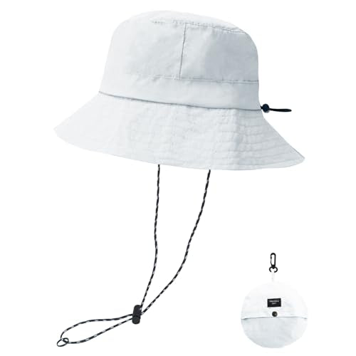 NPQQUAN Sun Bucket Hats for Woman Men Lightweight Sun Hat Packable Foldable - color: (Pure White)