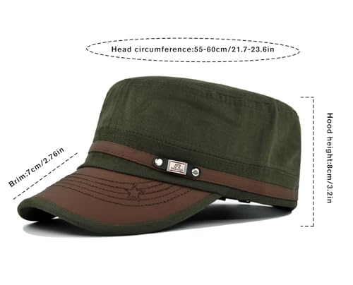 Initlove Military Hat Cadet Army Cap Flat Top Hats for Men Women - color: Green