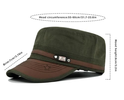Initlove Military Hat Cadet Army Cap Flat Top Hats for Men Women - color: Green