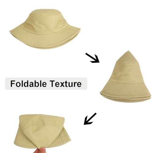 Wheebo Solid Color Bucket Hat for Women Summer Beach Fishmen Hat for Lady Adult Unisex Cotton Cap…… - color: A-sc-khaki