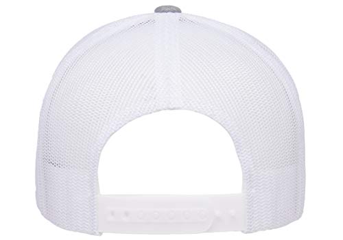 Yupoong Classic Mesh 6 Panel Retro Trucker Cap | Mid Profile Snapback - color: Heather/White