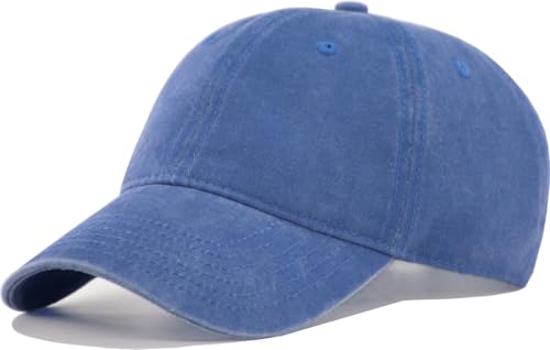 Vintage Washed Cotton Baseball Caps Men Women Adjustable Unstructured Low Profile Dad Hat - color: Light Blue