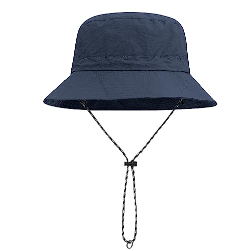 CLAPE Waterproof Bucket Hat Unisex Packable Rain Hat UV Protection Beach Sun Hat Quick Dry Fishing Safari Boonie Hat - color: Dfh07-navy