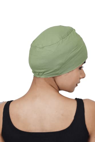 Chemo Hats Solid Sleep Cap Women's Bamboo Soft Headwear Cancer Cap Chemo Headwear Women - color: Green