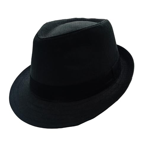 Short Brim Trilby Fedora Hat for Men Women - color: Black, size: 7 1/4-7 3/8