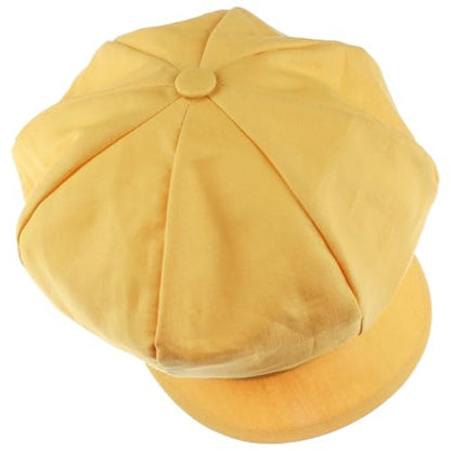 Lipodo Classic Baker Boy Cap Made in Italy Linen Cotton Ladies Elastic Band Spring Summer - color: Yellow