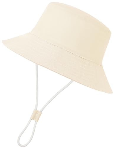Baby Boy Sun Hat Toddler Bucket Beach Hat Girl UPF 50+ Cotton Linen - color: Beige, size: 6-12 Months