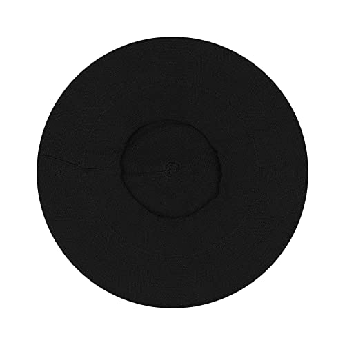 Gllutt Beret Hat French Style Stretchy Knitting Solid Color Both Side Usable - color: Black