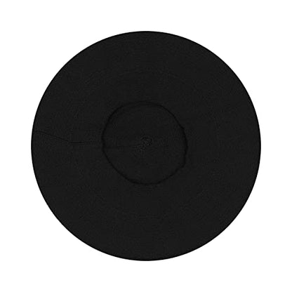Gllutt Beret Hat French Style Stretchy Knitting Solid Color Both Side Usable - color: Black