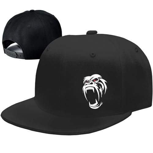 Snapback Hats for Men Flat Bill Hats for Men Fitted Hat Black Baseball Hats Hip Hop Caps - color: Orangutan