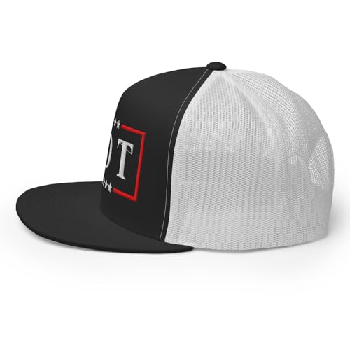 NX FDT Embroidered Flat Bill Trucker Hat High Crown Adjustable FDT Hat - color: Black/ White