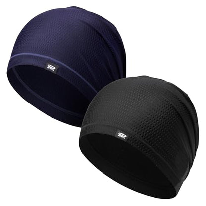 2-Pack Cooling Mesh Skull Cap Helmet Liner Running Cycling Work Men Women - color: Black + Royal Blue