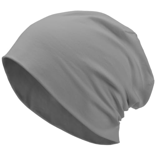 100% T-Shirt Cotton Slouchy Beanie Women Men,Lightweight Chemo Hat - color: Dark Grey(2-layer)