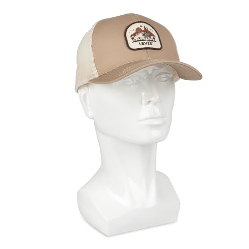 Levi's Men's Classic Style Logo Trucker Hat - Adjustable Lightweight - color: Khaki