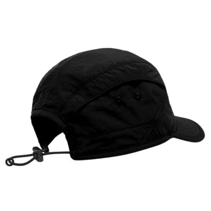 5 Panel Hat, Quick Dry Baseball Cap, Drawstring Elastic Sport Cap for Running, Fishing - color: Black