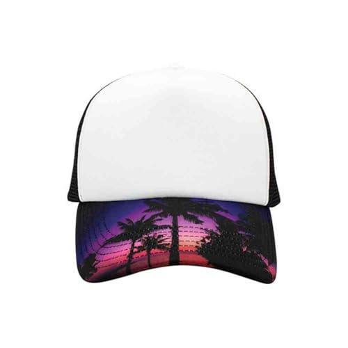 The Vintage Year High Crown Foam Mesh Camouflage Trucker Hat Baseball Cap - color: Hawaii/White/Black