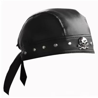 Leather Biker Skull Cap for Women Adjustable Skull Motorcycle Hat with Snug Fit, Stylish Biker Head Wrap & Riding Cap - color: Skull