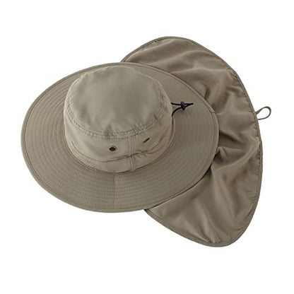Home Prefer UPF50 Mens Sun Hat with Neck Flap Quick Dry UV Protection Cap Womens Wide Brim Fishing Hat Neck Flap Beach Garden - color: Light Green