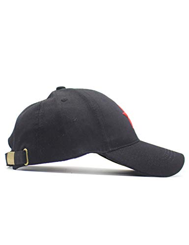 RINTONIX Men's Adjustable Strap China Red Five Point Star Military Dad Hats Unisex Chinese Flag Mao Army Baseball Caps - color: Black