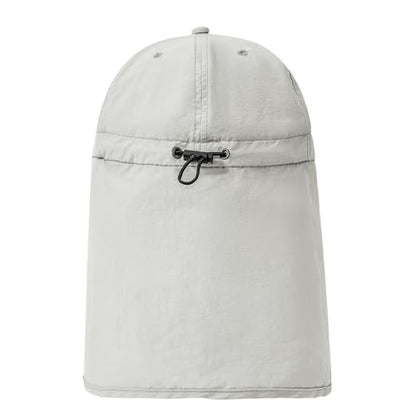 American Trends Mens Sun Hat with Neck Flap, UV Protection Outdoor Flap Hat, Packable Soft Fishing Hiking Gardening Hat - color: Light-gray