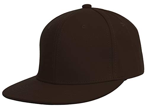 TOP HEADWEAR Plain Flat Bill Fitted Hat - color: Brown, size: 8