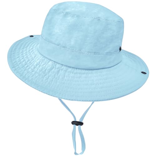 ZOORON Kids Sun Hat UPF 50+ Quick Dry Bucket Safari Hat for Girls and Boys - color: Aqua Blue