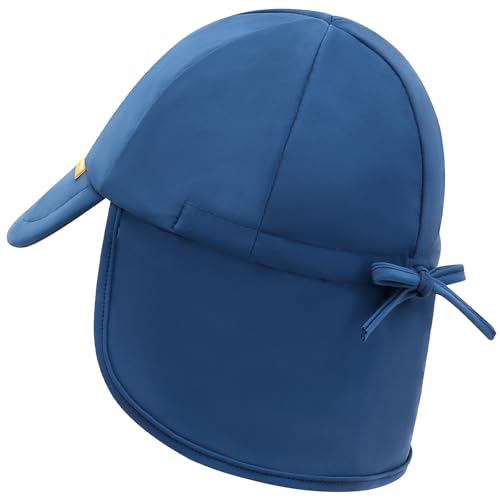 Duoyeree UPF 50+ Baby Sun Hat, Neck Flap Protection for Toddlers - color: A-navy, size: 2-5T