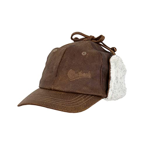 Outback Trading Company Men's Leather Mckinley Durable Insulated Windproof Winter Casual Outdoor Cap with Ear Flaps - size: Medium