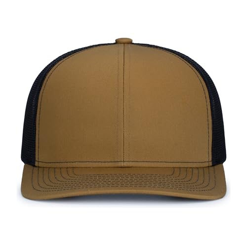 Pacific Headwear Contrast Stitch Trucker Snapback - color: Buck/Light Charcoal/Buck