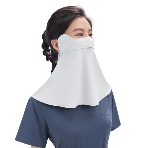 BENEUNDER UV Sun Protection Face Cover/Neck Gaiter Scarf UPF50+ Breathable Cooling for Summer Outdoor Activities Reusable - color: Gray Face Neck