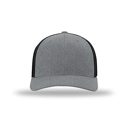 Richardson 110 Trucker R-Flex Baseball Cap| Fitted Mesh Back Hat - color: Heather/Black, size: Large-X-Large