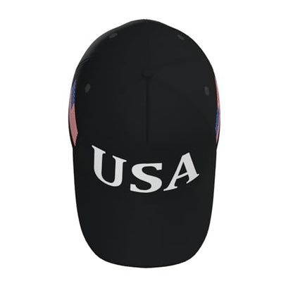 American Flag Baseball Caps Embroiderred USA Flag Patriotic Dad Hat Adjustable Trucker Hats for Men Women - color: Usa Flag Black 4