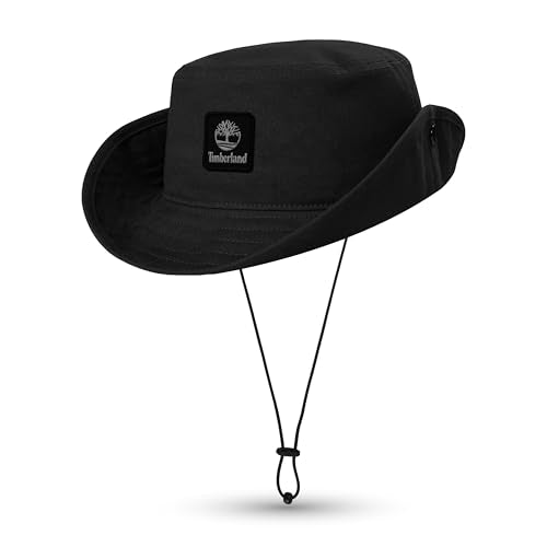 Timberland Floppy Bucket Hat for Men, Packable Sun Hat with Adjustable Chin Cord, Lightweight and Breathable Sun Protection - color: Black, size: Large-X-Large