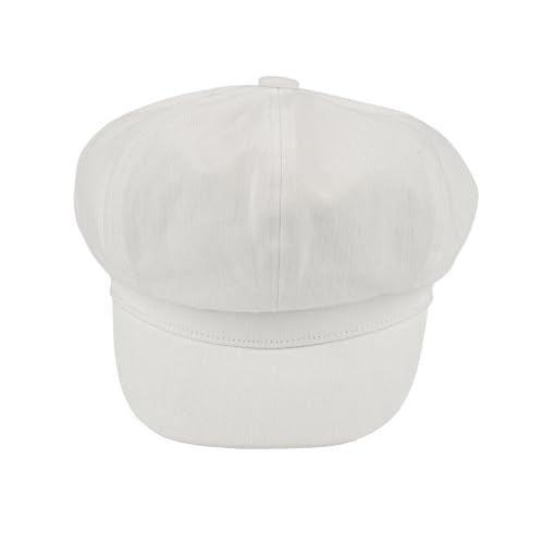C.C Knitted Newsboy Cap for Women – Soft Knit Hat with Adjustable Velcro, Lightweight Warm Winter Style - color: Cotton-white