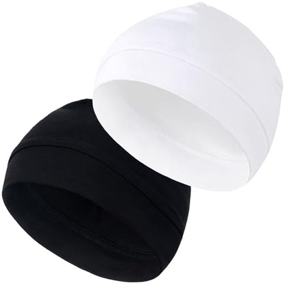100% Cotton Skull Caps for Men Women, Sleeping Cap Beanie for Locs - color: Set C