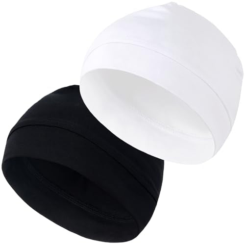 100% Cotton Skull Caps for Men Women, Sleeping Cap Beanie for Locs - color: Set C